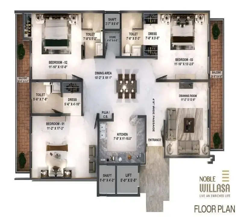 Noble Willasa Sector 99 Mohali | Luxury 3BHK Independent Floors | Residential Property in Mohali | RERA Approved