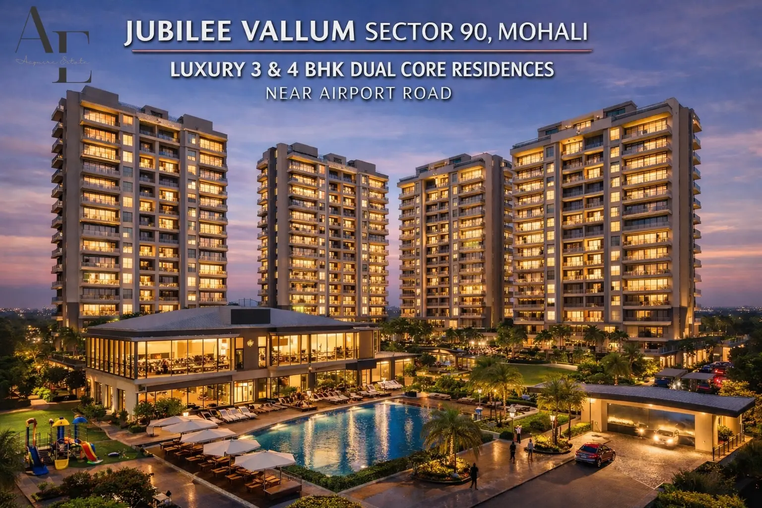 Jubilee Vallum Sector 90 Mohali – Luxury 3 & 4 BHK Dual Core Residences | Premium Apartments Near Airport Road