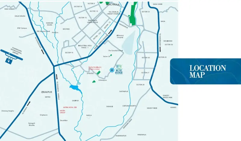 Motiaz Blue Ridge Zirakpur | Luxury 3BHK High-Rise Apartments in Peer Muchalla Residential Projects