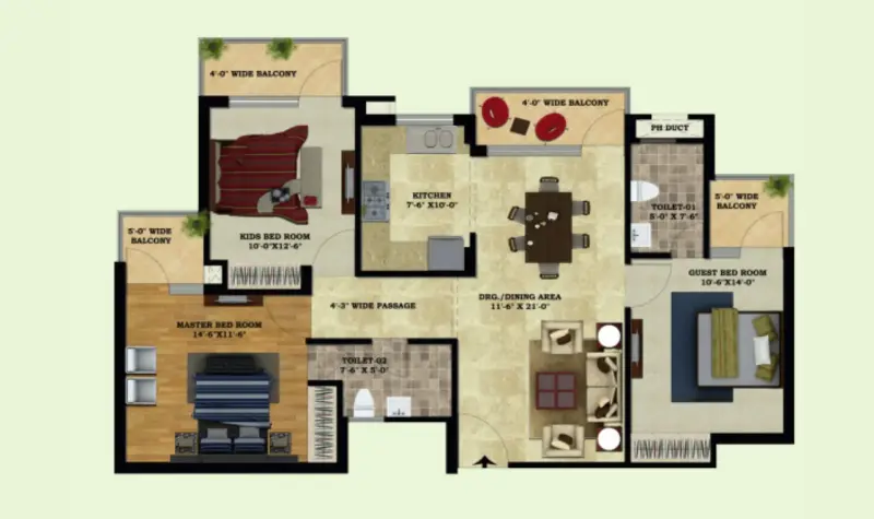 Mona Greens II Gazipur Zirakpur | Affordable 3BHK & 4BHK High-Rise Apartments in Zirakpur Residential Projects