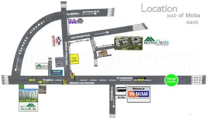 Motiaz Oasis Zirakpur | Affordable 3 & 4 BHK Apartments in Bhabat Residential Projects