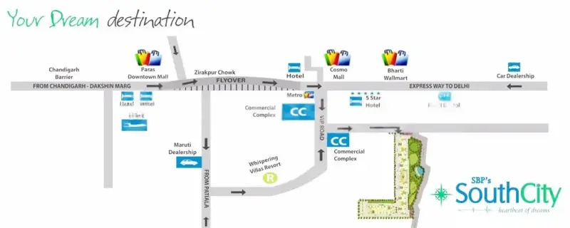 SBP South City Zirakpur - Best Residential Projects in Zirakpur | Luxury 3 & 4 BHK High-Rise Apartments