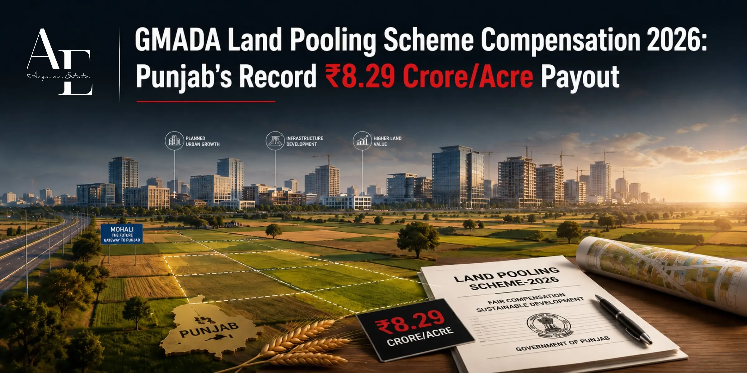 GMADA Land Pooling Scheme Compensation 2026: Punjab's Record ₹8.29 Crore/Acre Payout