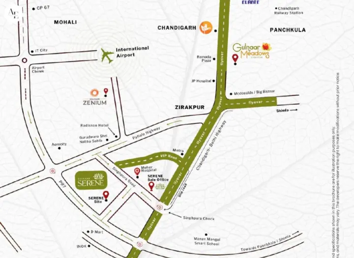 Gulnaar Serene Zirakpur - 3+1 BHK Luxury Flats