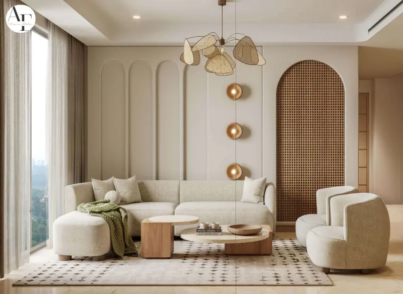 Spacious living room in a Noble Aurellia luxury apartment