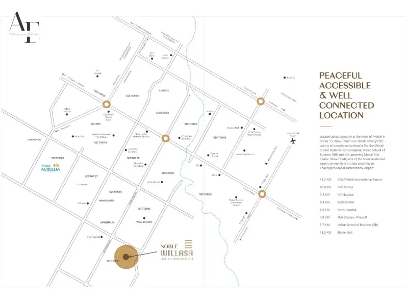 Noble Willasa location map showing nearby roads and landmarks