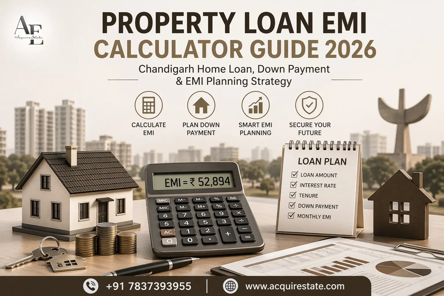 Property Loan EMI Calculator Guide 2026: Chandigarh Home Loan, Down Payment & EMI Planning Strategy
