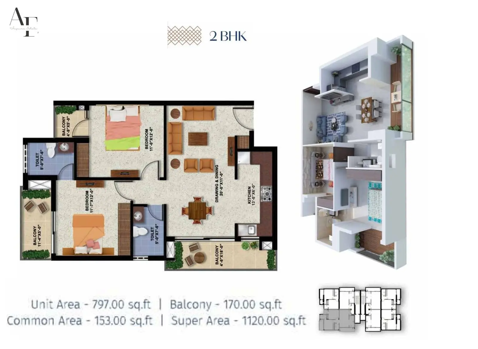 2 BHK - 1120 Sq Ft