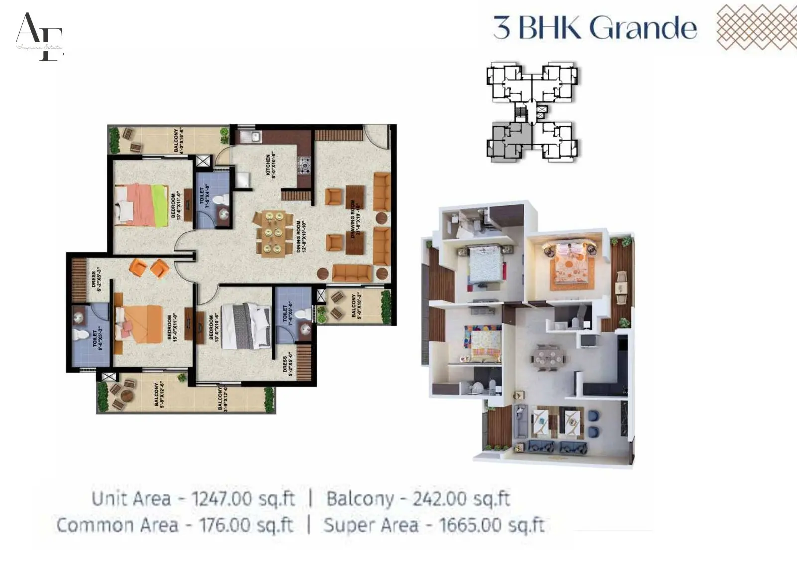 3 BHK Grande - 1665 Sq Ft