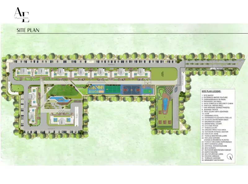Site plan of Vamana Arvindam showing project layout, residential blocks, roads and amenity areas